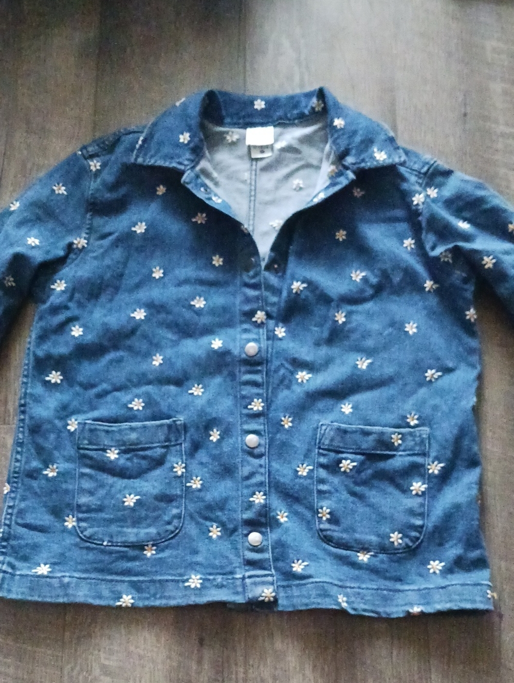 Hanna Andersson Blue Denim Jacket with White Daisy Embroidery